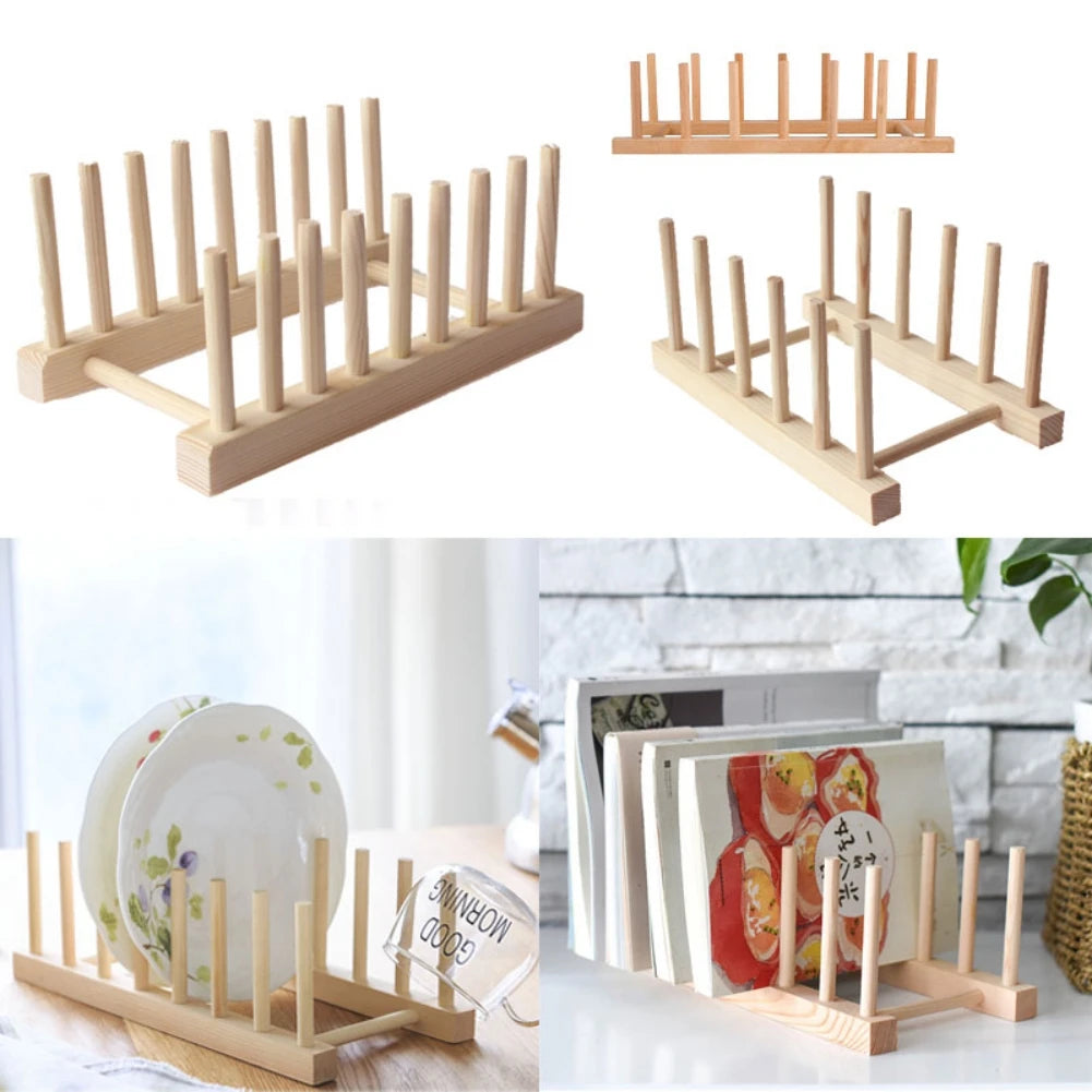 Wooden Kitchen Dish Drain Rack/ Book File Holder