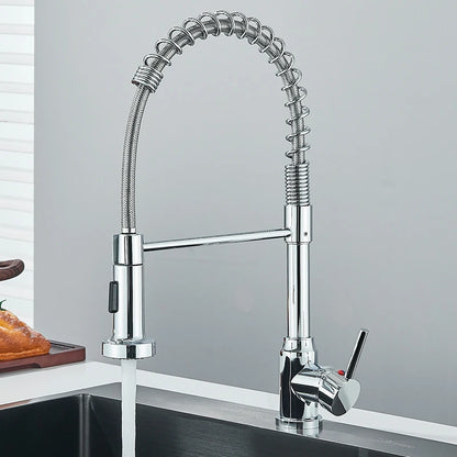 Flexible Kitchen Faucet Pull Down Spring Swivel Stream Sprayer