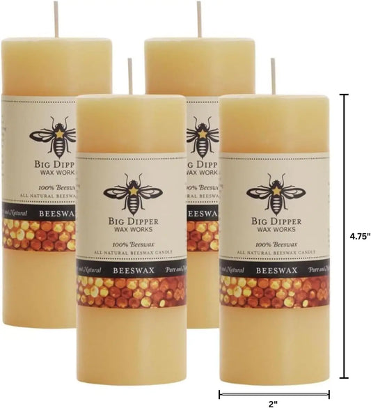 4 pack of Honey Scented, 100% Pure Beeswax Pillar Candles