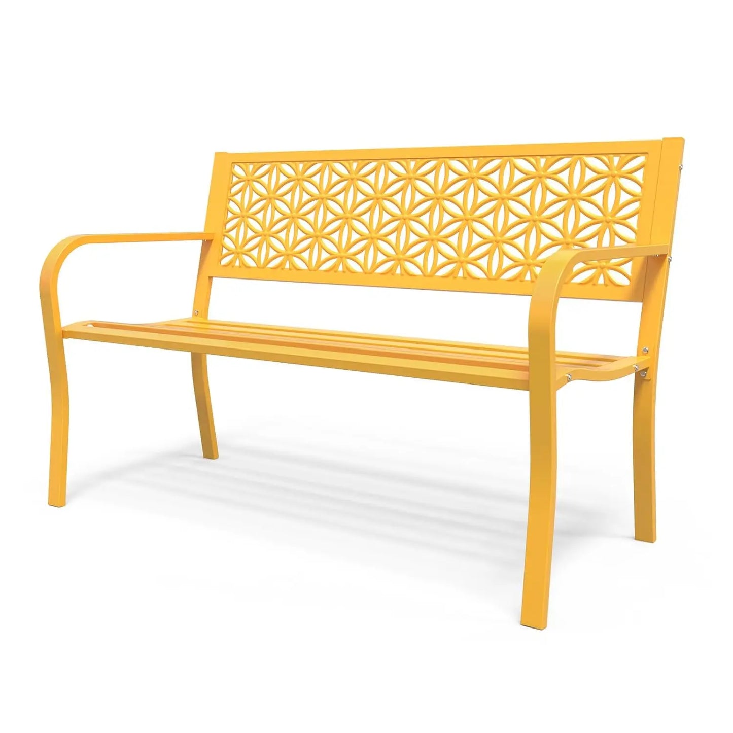 Metal Garden Bench Floral Back with Color Options