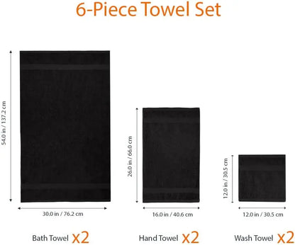 6 Piece Oversized Bathroom Towel Set