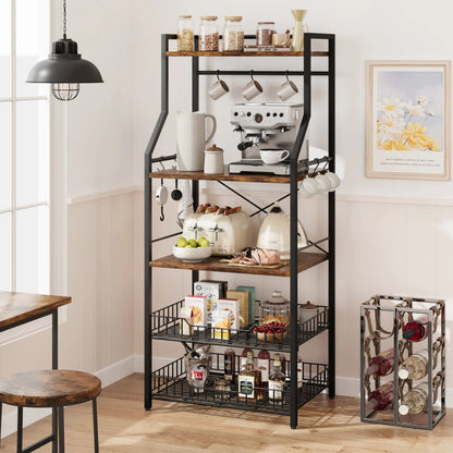 Bakers Rack with Large Wire Basket