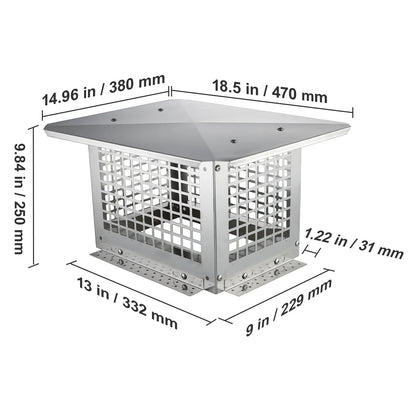 Silver Chimney Cap comes in 4 Sizes.
