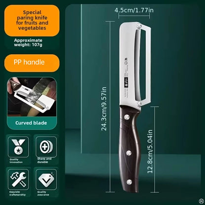 Stainless steel peeler with three options for handles.