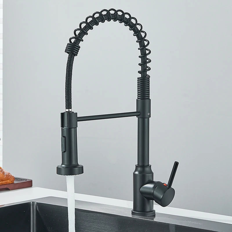 Flexible Kitchen Faucet Pull Down Spring Swivel Stream Sprayer