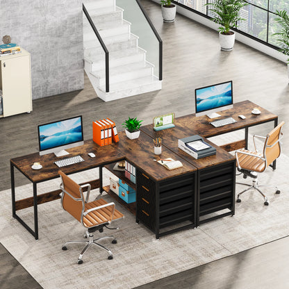 59-inch L Shaped Computer Desk with Storage Drawers