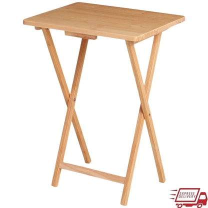 Folding TV Tray Portable Lightweight Solid Rubberwood