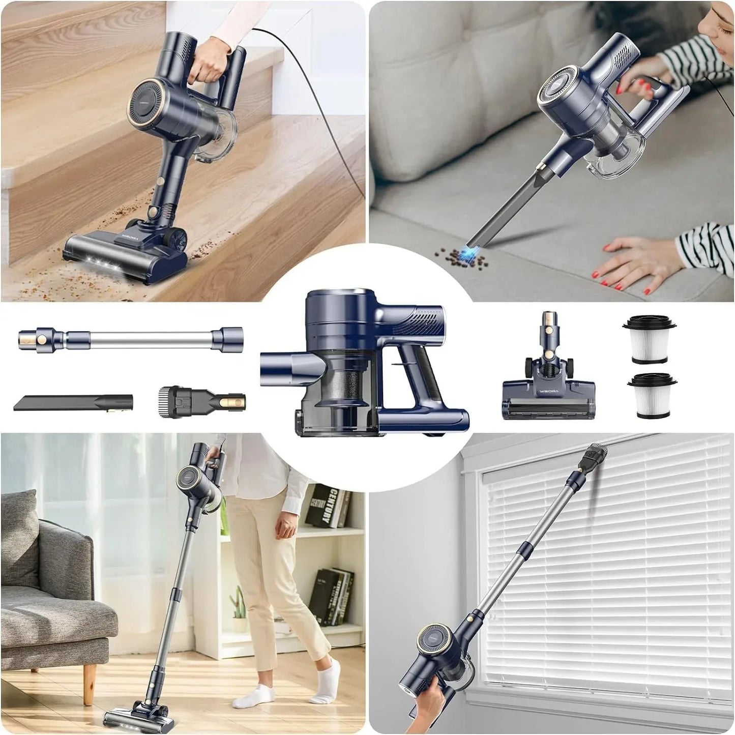 Corded Stick Vacuum Cleaner 25KPa 600W Powerful 6 in1 Lightweight
