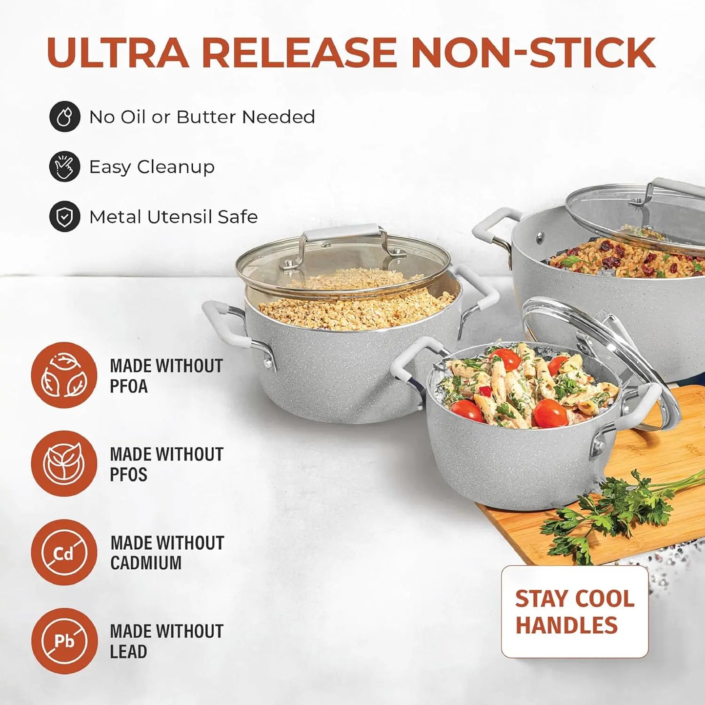 Gray Granite Coated 6-Piece Nonstick Cookware Set