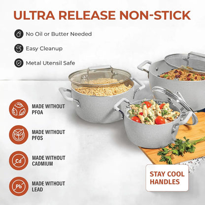 Gray Granite Coated 6-Piece Nonstick Cookware Set
