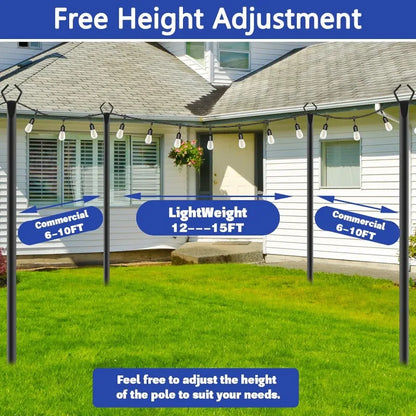6 Pack Heavy Duty Metal String Light Poles