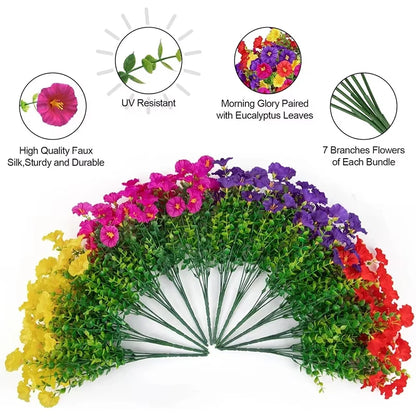 4 Bundles Silk Morning Glory Flower Outdoor Decoration