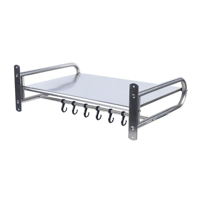 Wall-Mounted Kitchen Shelf with Utensil Hooks