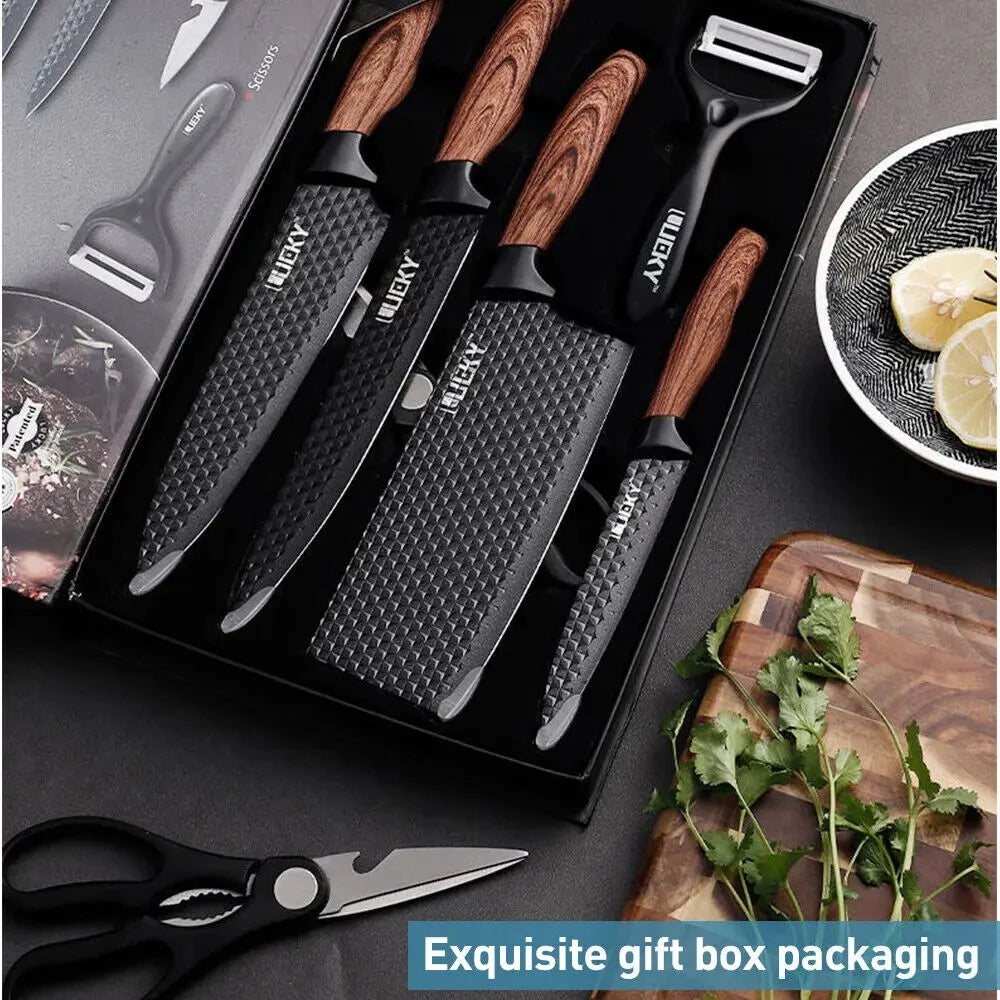 Six Piece Stainless Steel Kitchen Knife Set