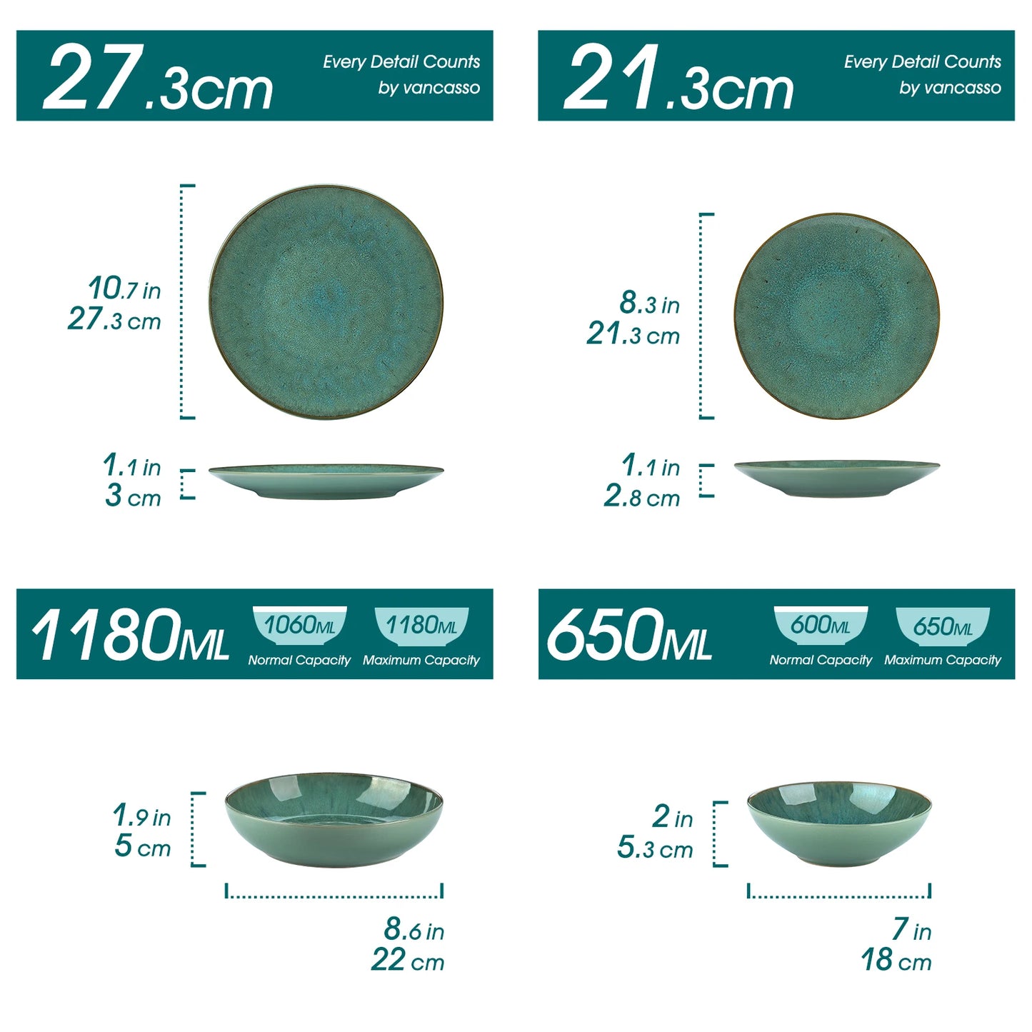 16/32/48 Piece Green Embossed Stoneware Dinner Set