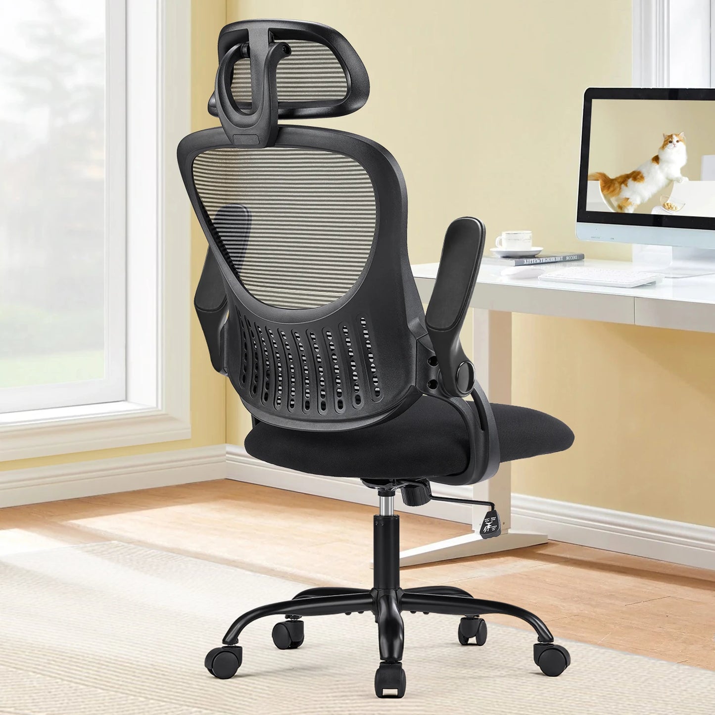 Mesh Desk Chair Flip-up Arms