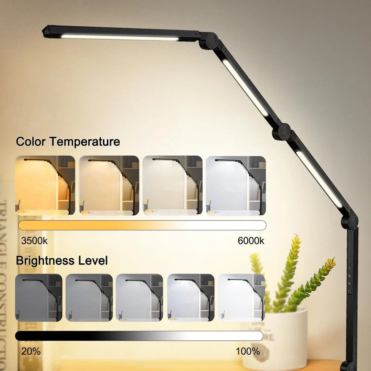 Clamp on LED Desk Lamp 3 light sources