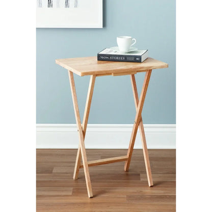 Folding TV Tray Portable Lightweight Solid Rubberwood