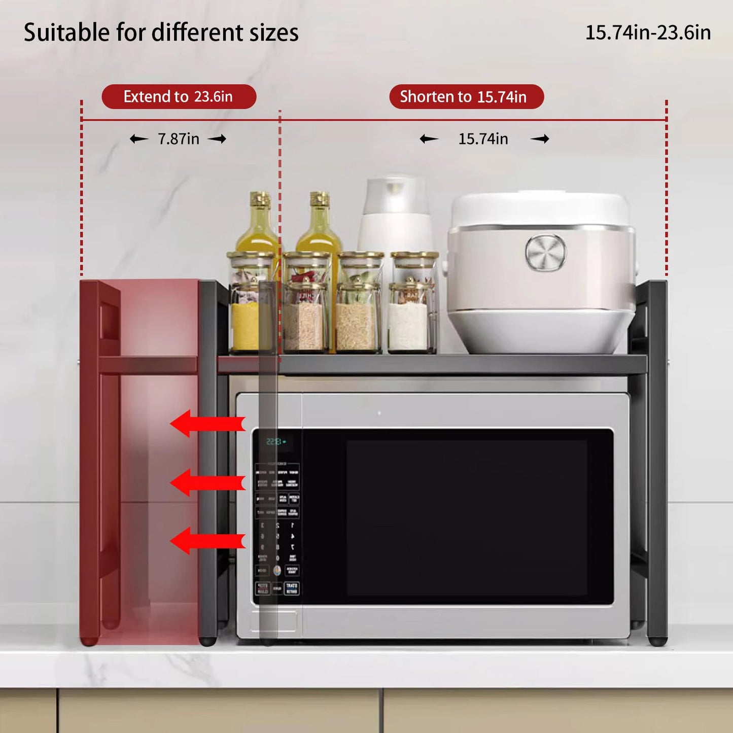 1pc Expandable 42-64cm Microwave Shelf Organizer.
