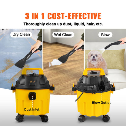 Portable Shop Vacuum 2.6 Gal with Blowing Function Attachment