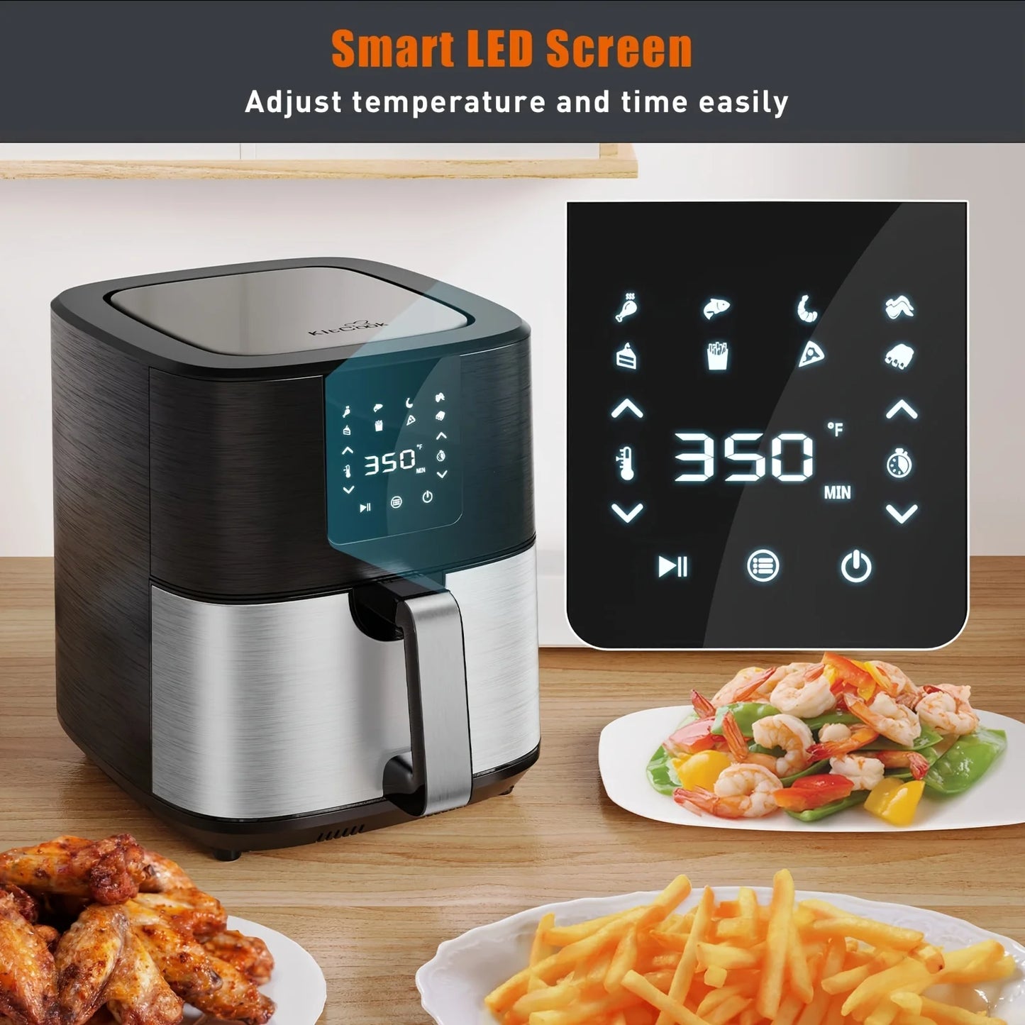 Large Air Fryer, 1500W 7QT Adjustable Temperature 100-400°F