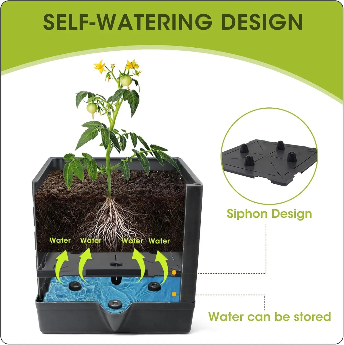 Raised Garden Bed with Trellis, Self-Watering Tomato Planter