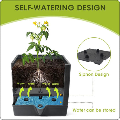 Raised Garden Bed with Trellis, Self-Watering Tomato Planter