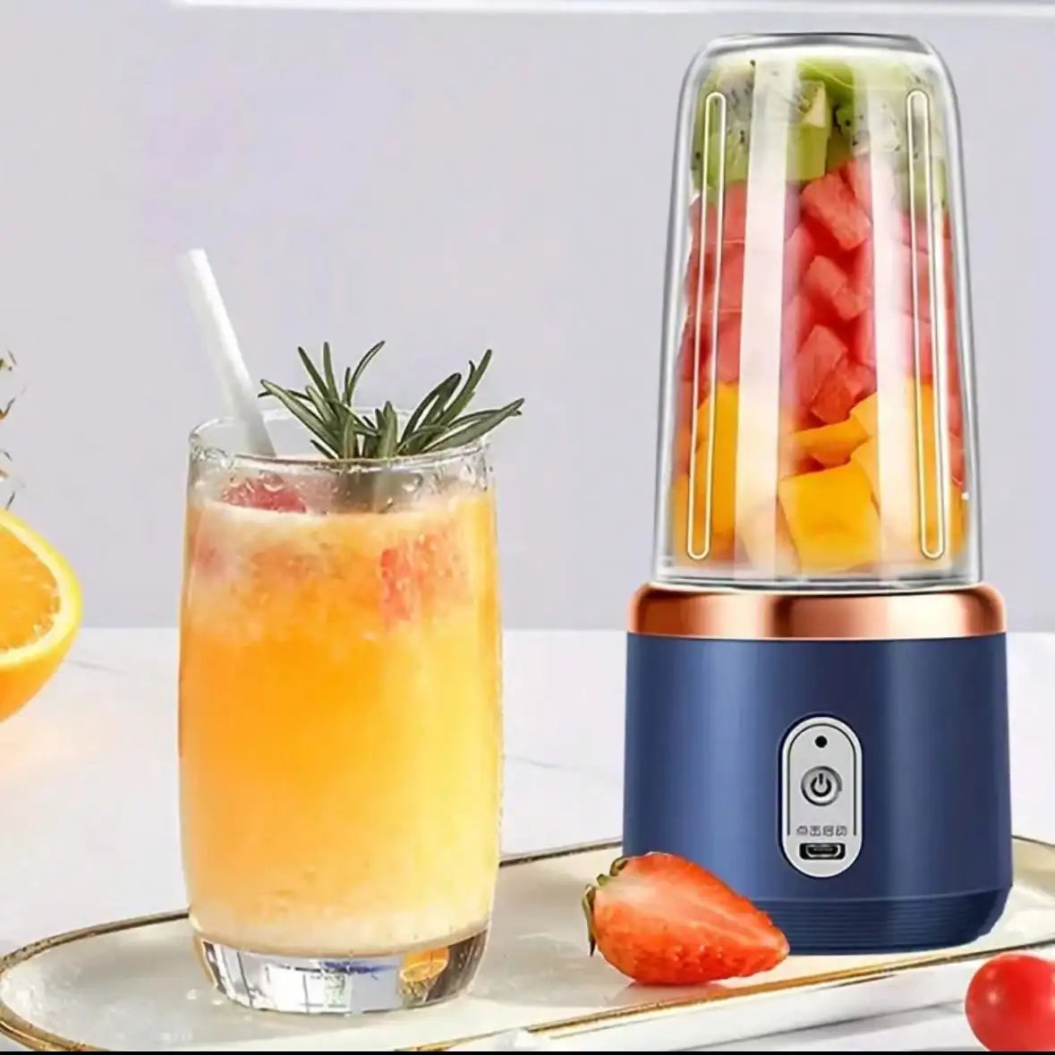 Rechargeable Electric Fruit Juicer with Cup