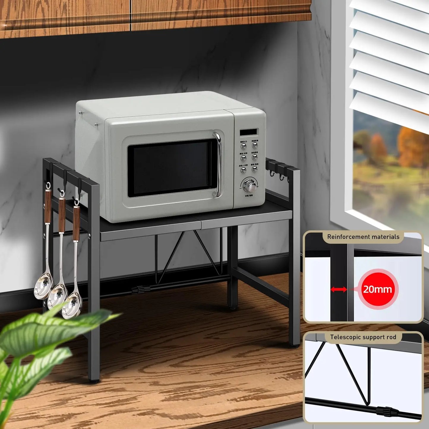 1pc Expandable 42-64cm Microwave Shelf Organizer.