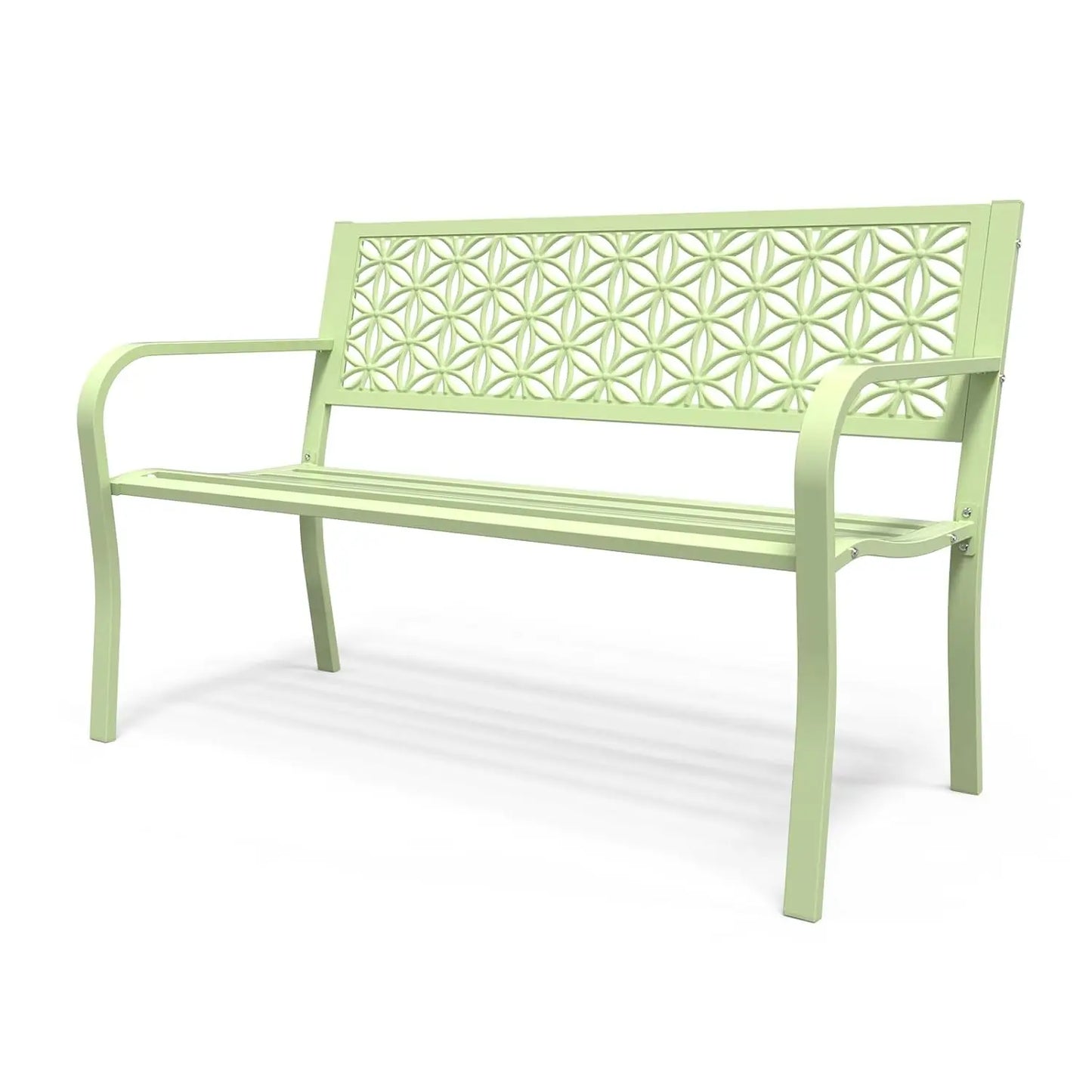 Metal Garden Bench Floral Back with Color Options