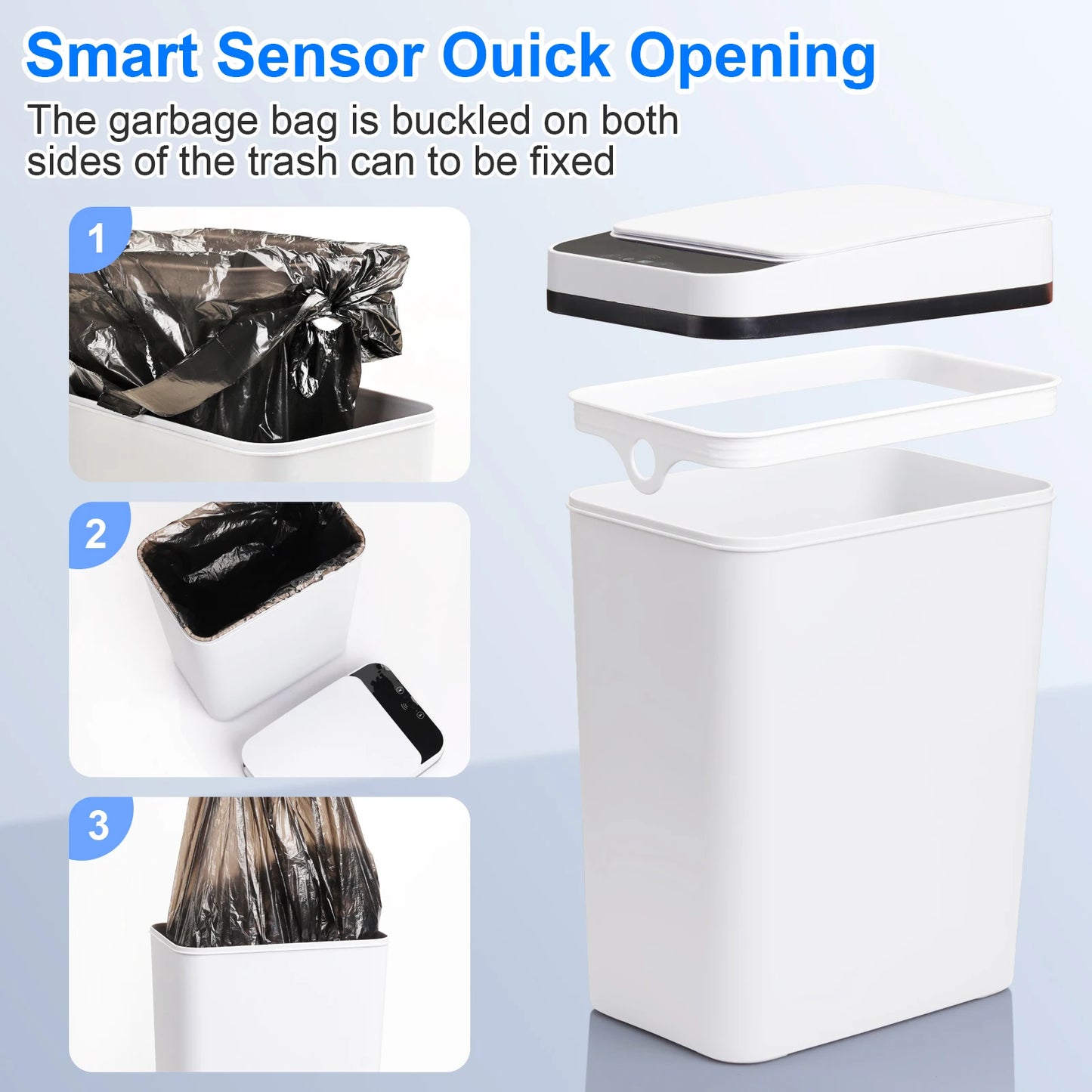 2 Pack 12L Bathroom Automatic Trash Cans Motion Sensor with Lid