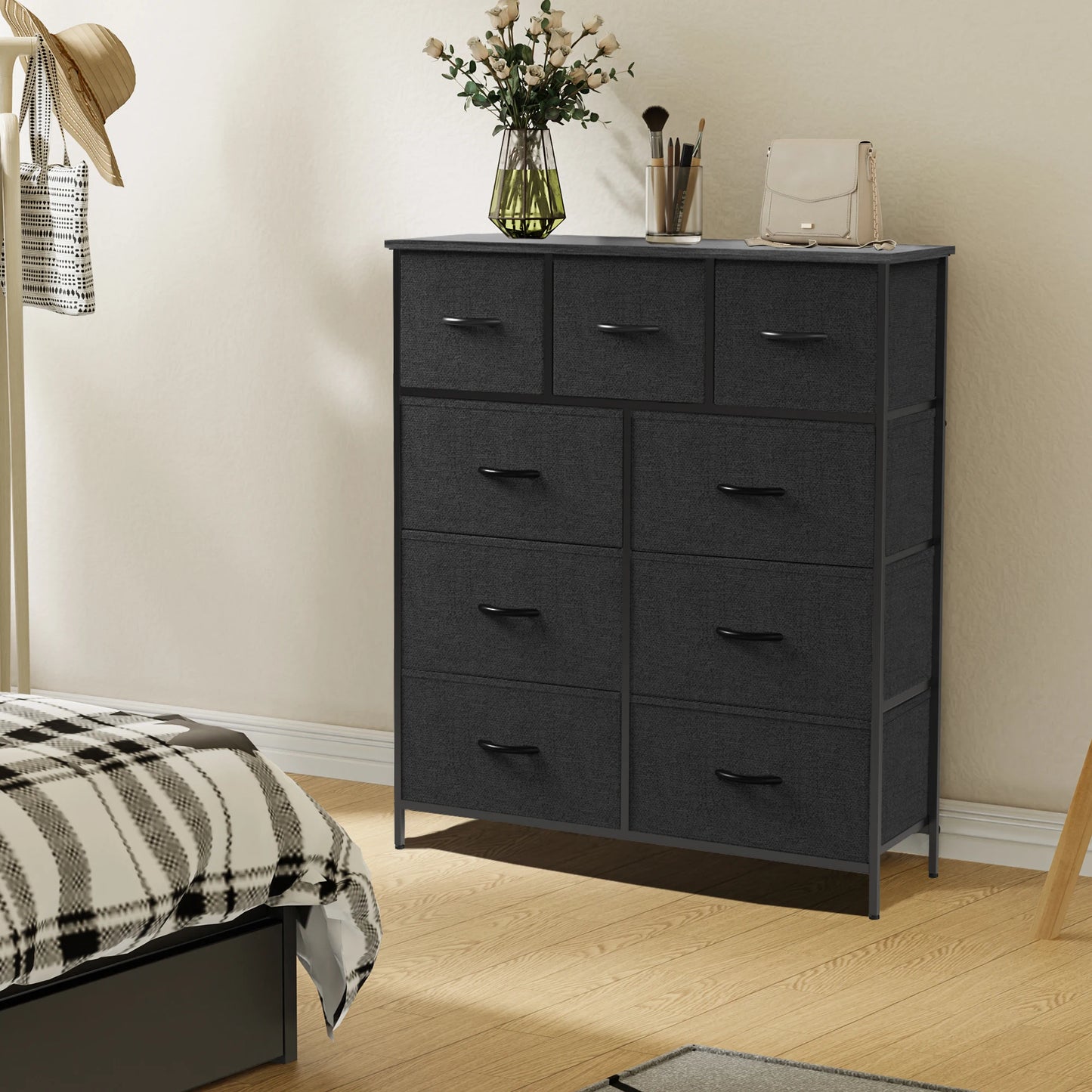 Dresser with 9 Fabric Drawers