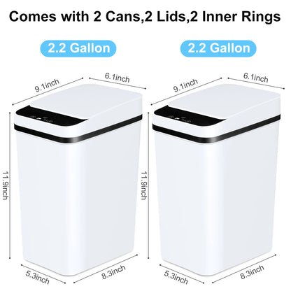 2 Pack 12L Bathroom Automatic Trash Cans Motion Sensor with Lid