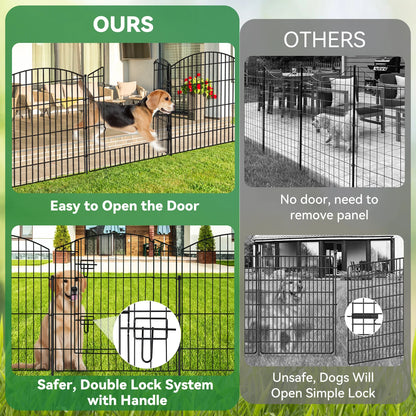 No Dig Decorative Garden Fence with Gate 32in (H) x 24ft (L), 9 Panels + 1 Gate +11 Stakes,