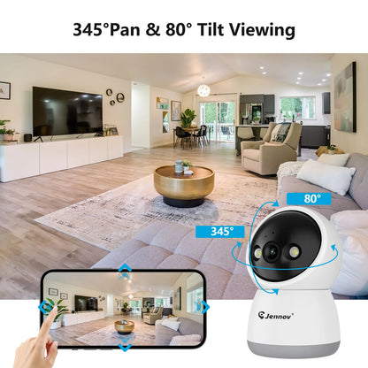 Camera with Phone App, 2.4GHz WiFi,  360° Pan & Tilt, 2-Way Audio, Night Vision