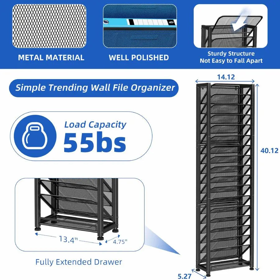 Wall or Desk top File Organizer, 18Tier