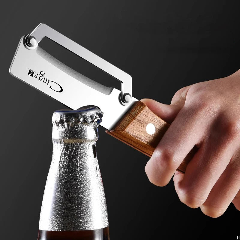 Stainless steel peeler with three options for handles.