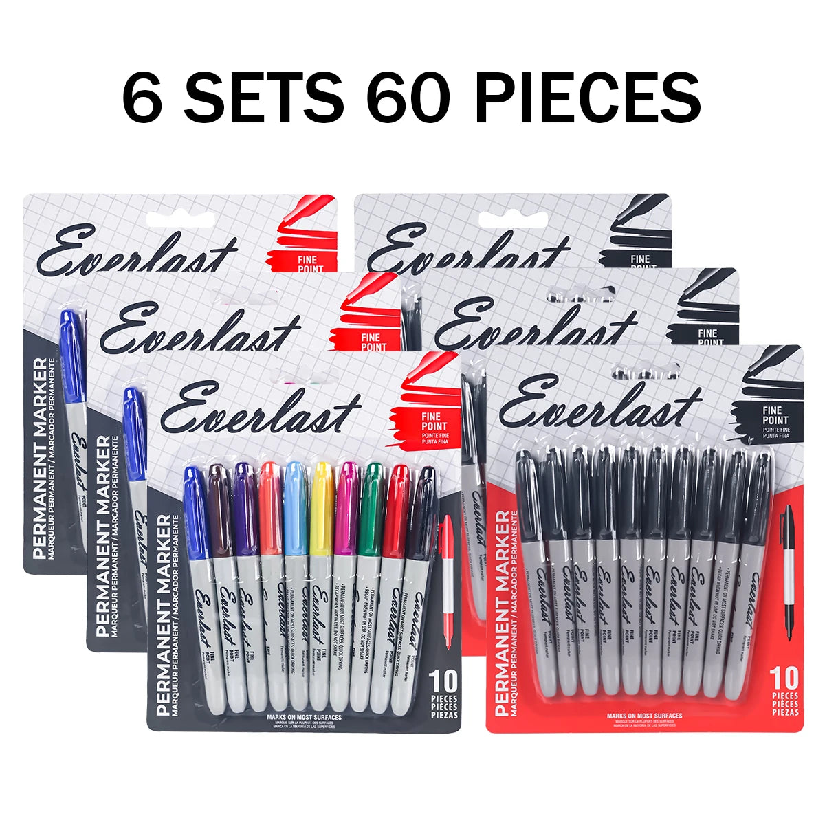 20/40/60-Pack Dual-Tip Permanent Markers