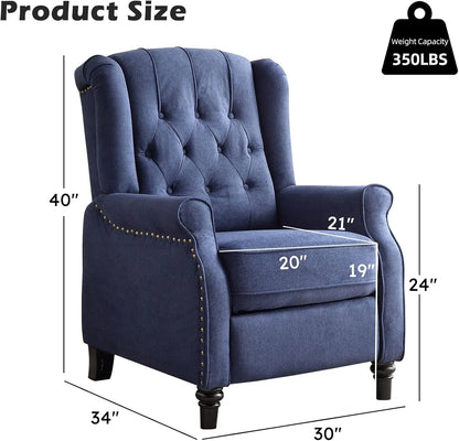 Push Back Recliner Chair Fabric with Padded Seat