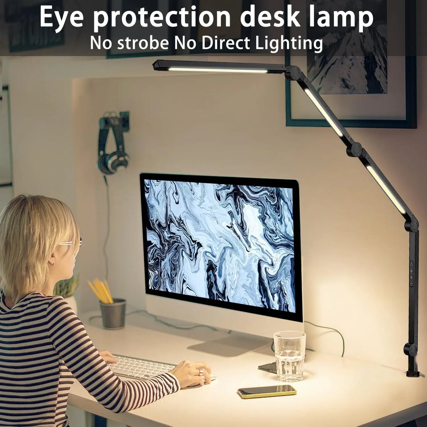 Clamp on LED Desk Lamp 3 light sources