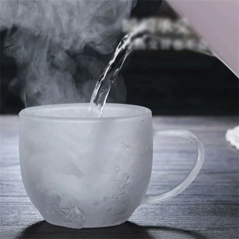 Heat Resistant, Double Wall Glass Coffee Cup with Handle, In Three Sizes