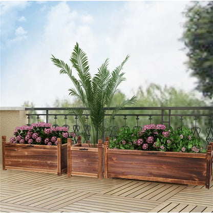 Wooden Raised Flower Bed, Three Size Options