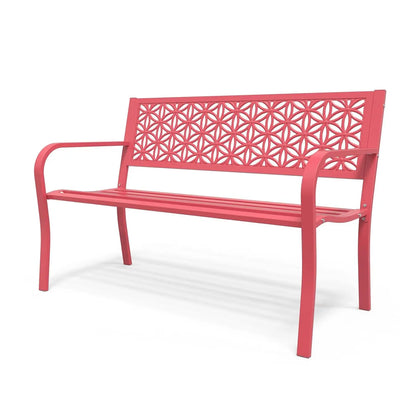 Metal Garden Bench Floral Back with Color Options