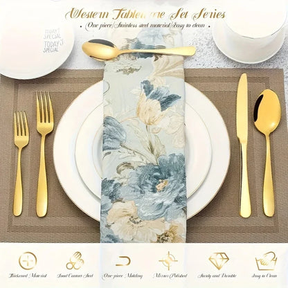 30/60-Piece Luxury Golden Flatware Set, Stainless Steel