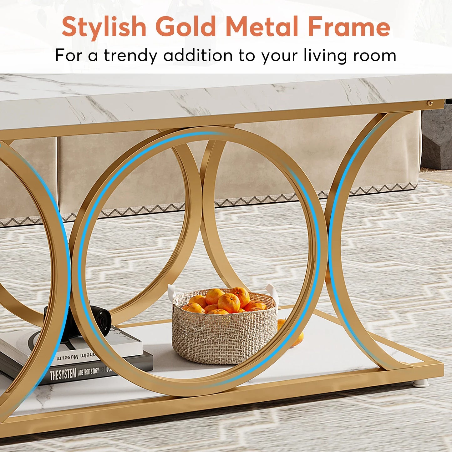 Rectangle Coffee Table, 47.24-inch
