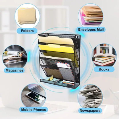 Standing or Magnetic File Organizer Mesh 6 Tier
