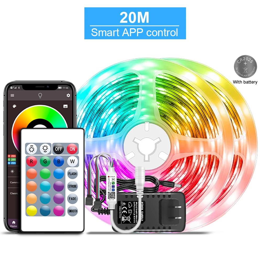 Color Changing LED Strip Lights with Music Syncing option.