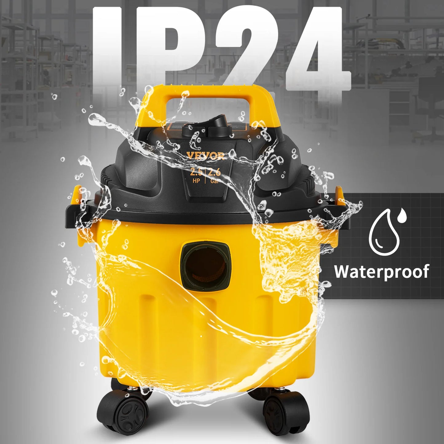 Portable Shop Vacuum 2.6 Gal with Blowing Function Attachment