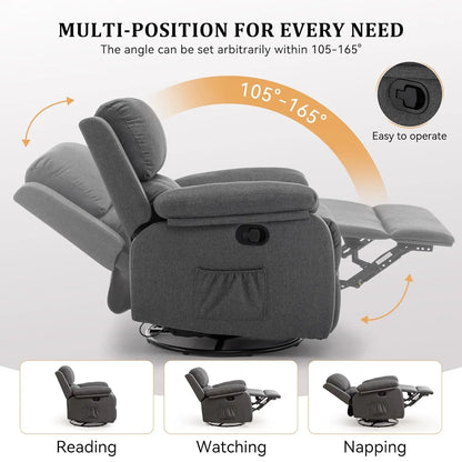Recliner Chair, 360 Swivel Rocker Chair