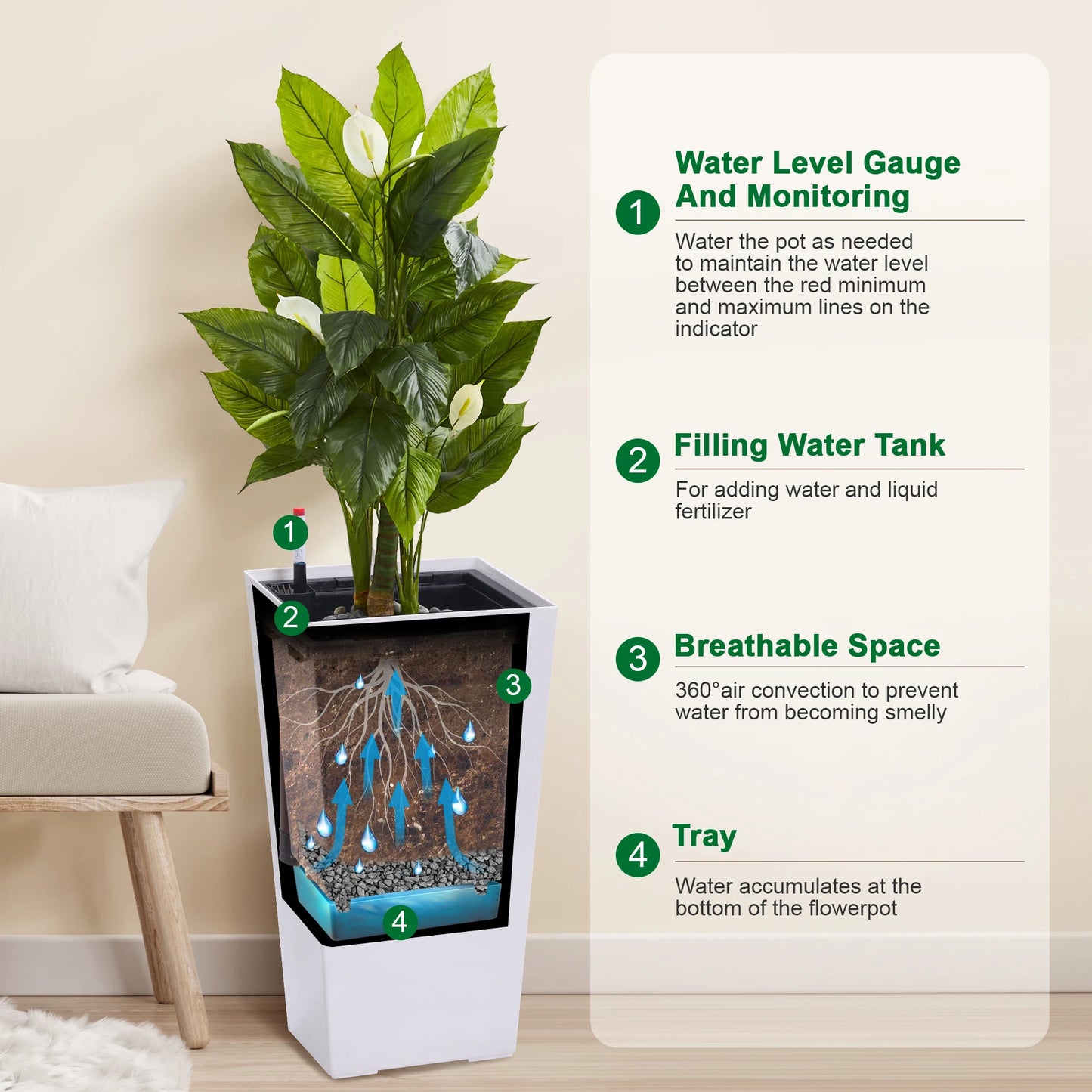 2pcs High Planters Pots for Indoor/Outdoor Use